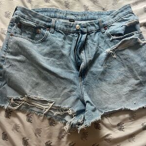 American Eagle Outfitters Women's Distressed Blue Denim Shorts